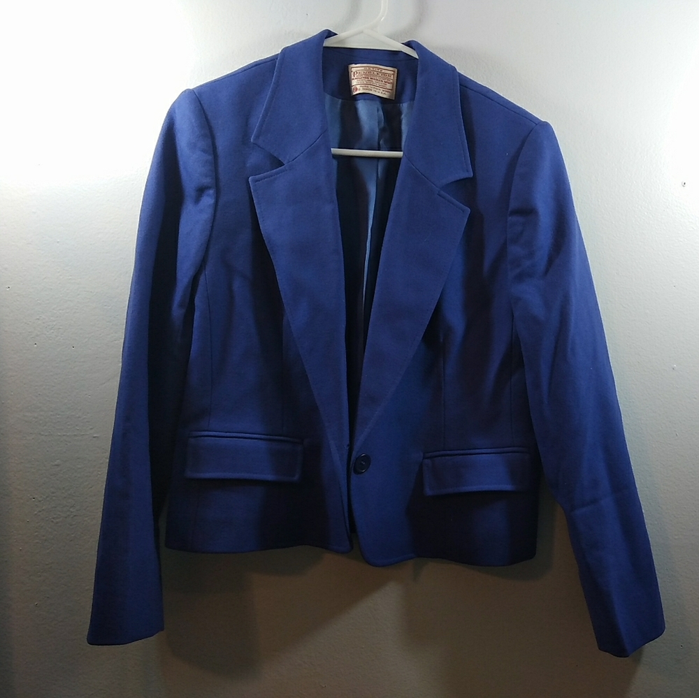 Pendleton Petite Blazer Wool Purple Blue Vintage